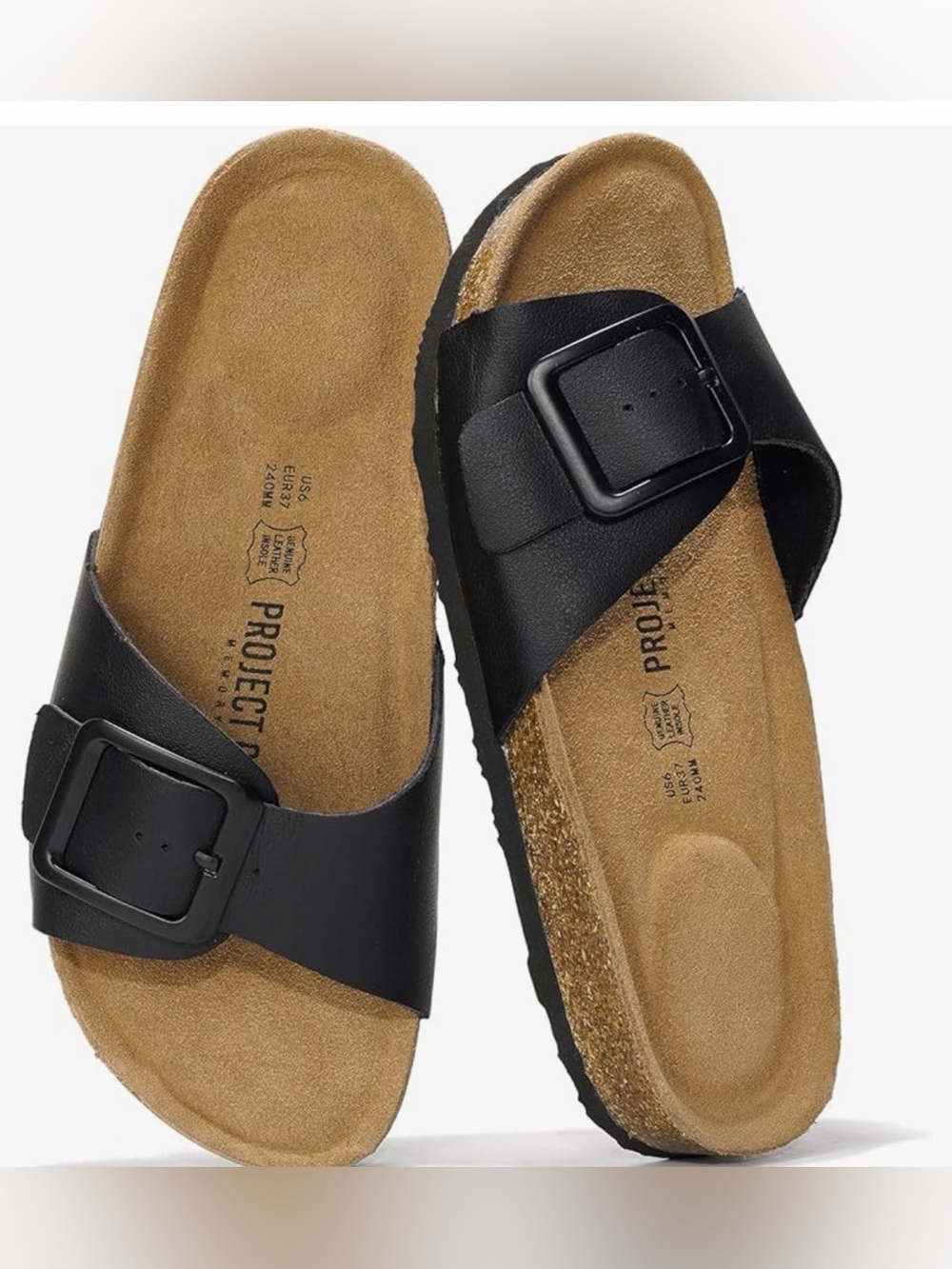 🩴 Project Cloud black leather sandals. Size 7.